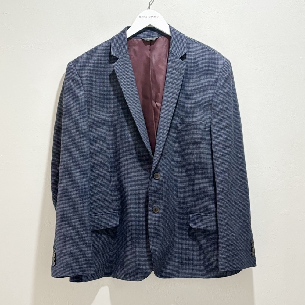 MARC MARTIN NEW YORK Men’s Blue Houndstooth Super 120’s Wool Sport Coat Sz 46S
